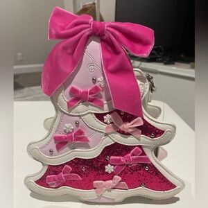 Betsy Johnson Christmas tree pink bow bag